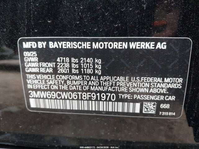 Aukcja sprzedaży 2026 Bmw 330i Na, vin: 3MW69CW06T8F91970, numer aukcji: 44982172
