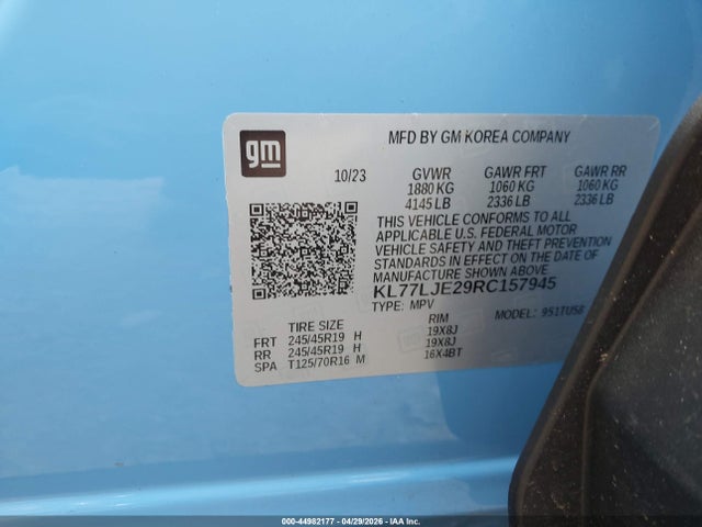 Продаж на аукціоні авто 2024 Chevrolet Trax Fwd 2rs, vin: KL77LJE29RC157945, номер лоту: 44982177
