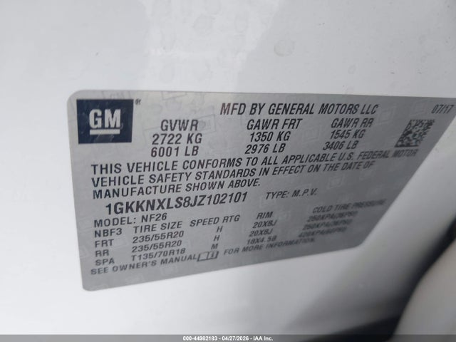 1GKKNXLS8JZ102101 GMC Acadia Denali