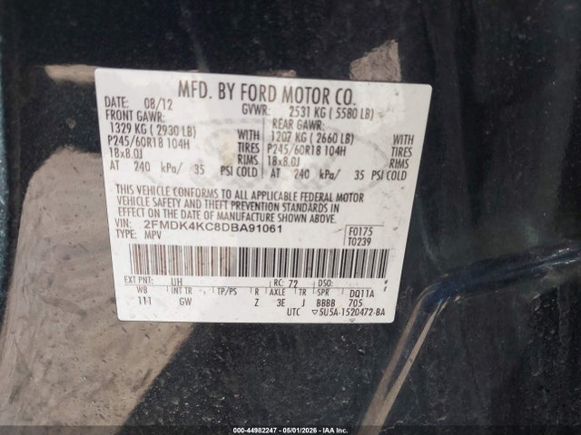 Продажа на аукционе авто 2013 Ford Edge Limited, vin: 2FMDK4KC8DBA91061, номер лота: 44982247