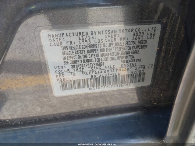 Nissan SENTRA SV 2015 3N1AB7AP4FY376897 Image 9
