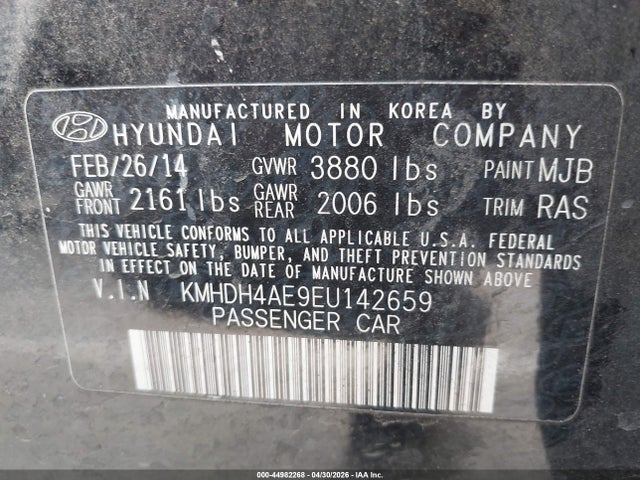 Продаж на аукціоні авто 2014 Hyundai Elantra Se, vin: KMHDH4AE9EU142659, номер лоту: 44982268