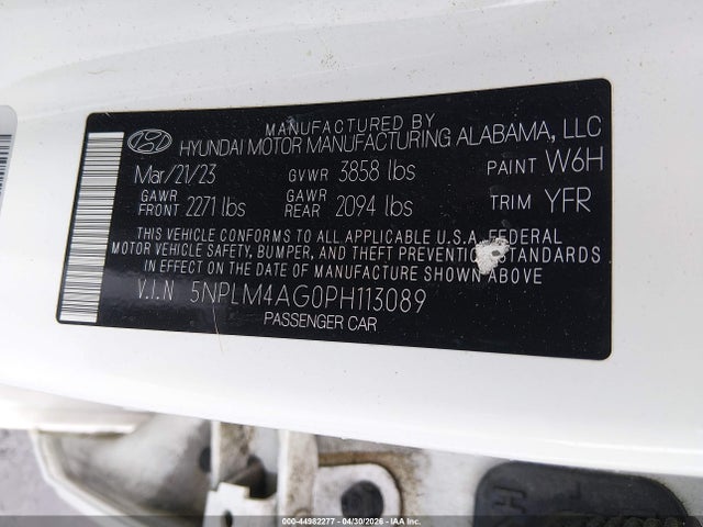 Продажа на аукционе авто 2023 Hyundai Elantra Sel, vin: 5NPLM4AG0PH113089, номер лота: 44982277