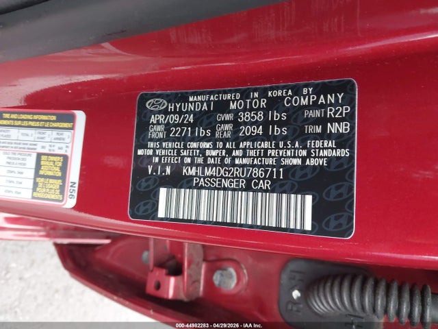 Продаж на аукціоні авто 2024 Hyundai Elantra Sel, vin: KMHLM4DG2RU786711, номер лоту: 44982283