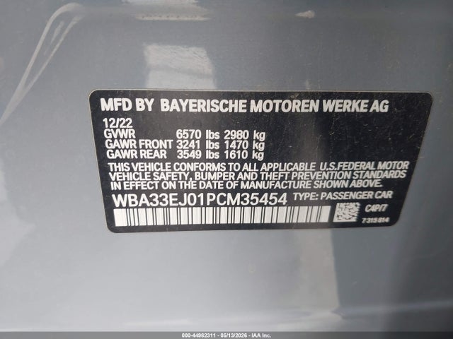 Aukcja sprzedaży 2023 Bmw 760 I Xdrive, vin: WBA33EJ01PCM35454, numer aukcji: 44982311