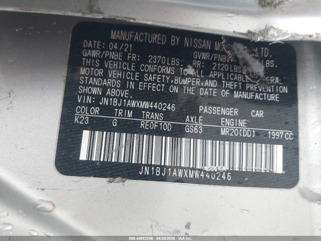 JN1BJ1AWXMW440246 Nissan Rogue Sport S Awd Xtronic Cvt