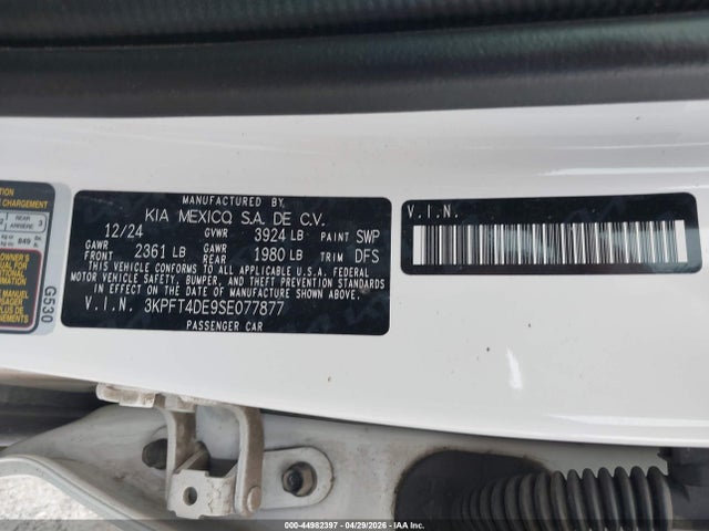 Aukcja sprzedaży 2025 Kia K4 Lx, vin: 3KPFT4DE9SE077877, numer aukcji: 44982397