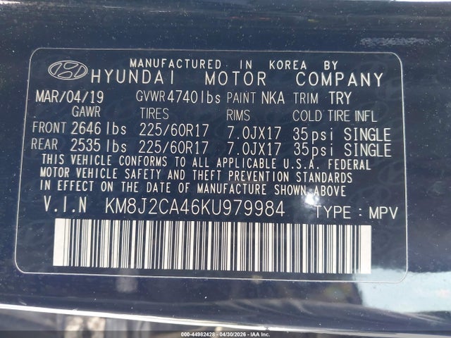 Hyundai TUCSON SE 2019 KM8J2CA46KU979984 Image 9