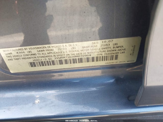 Продаж на аукціоні авто 2008 Volkswagen Jetta Se/sel, vin: 3VWRM71K08M070964, номер лоту: 44982429