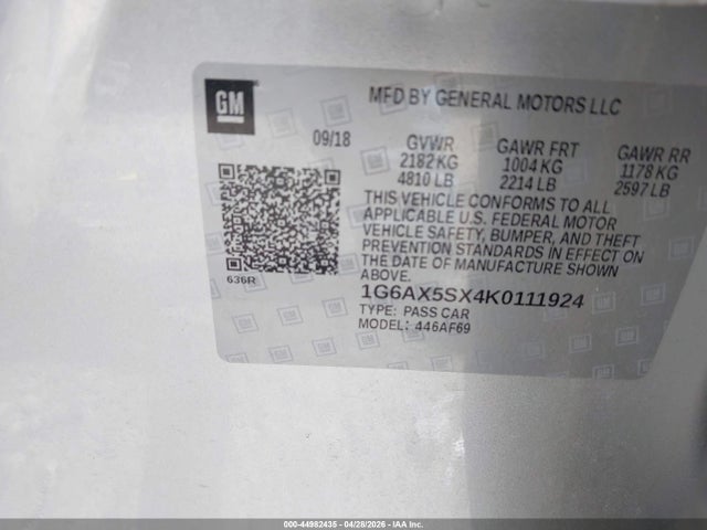 Продажа на аукционе авто 2019 Cadillac Cts Luxury, vin: 1G6AX5SX4K0111924, номер лота: 44982435