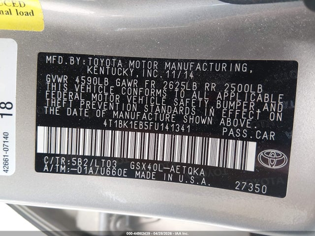 Aukcja sprzedaży 2015 Toyota Avalon Xle Touring, vin: 4T1BK1EB5FU141341, numer aukcji: 44982439