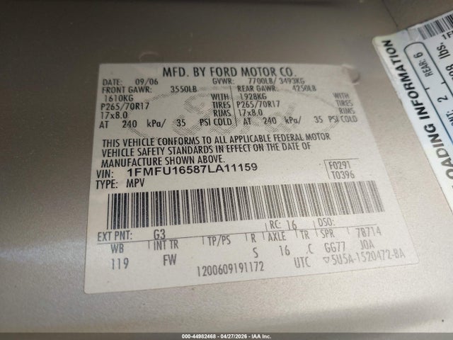Продажа на аукционе авто 2007 Ford Expedition Xlt, vin: 1FMFU16587LA11159, номер лота: 44982468