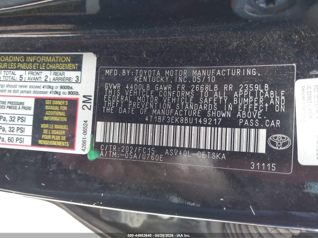 Продажа на аукционе авто 2011 Toyota Camry Se, vin: 4T1BF3EK8BU149217, номер лота: 44982640