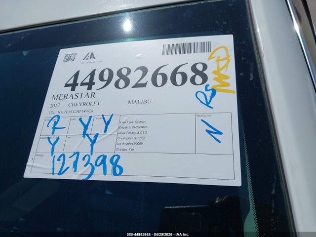 1G1ZE5ST2HF149928 Chevrolet MALIBU 1LT