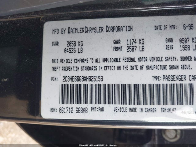 Aukcja sprzedaży 1999 Chrysler 300m, vin: 2C3HE66G9XH825153, numer aukcji: 44982689