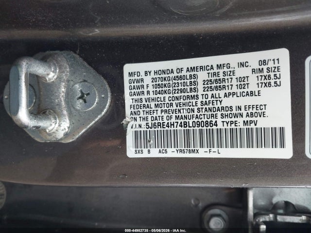 Aukcja sprzedaży 2011 Honda Cr-v Ex-l, vin: 5J6RE4H74BL090864, numer aukcji: 44982735