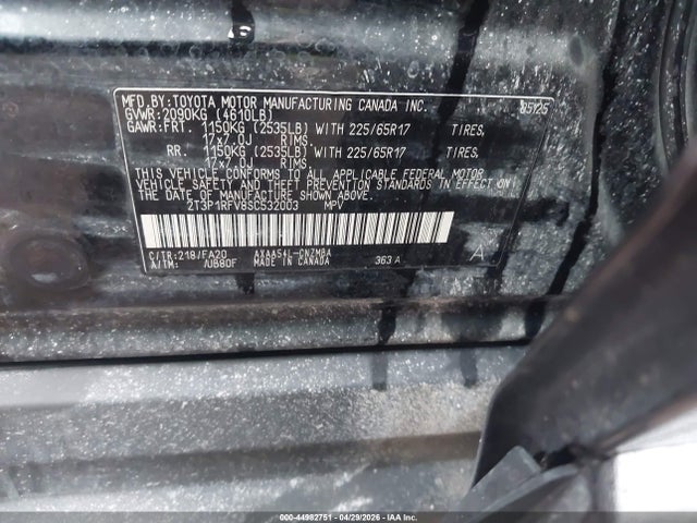 44982751 :رقم المزاد ، 2T3P1RFV8SC532003 vin ، 2025 Toyota Rav4 Xle مزاد بيع