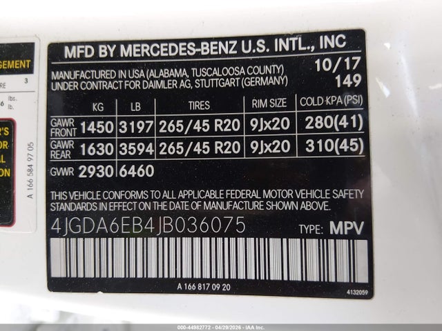 4JGDA6EB4JB036075 Mercedes-Benz Amg Gle 43 4matic