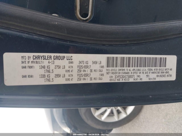 Продаж на аукціоні авто 2013 Dodge Journey Sxt, vin: 3C4PDCBG4DT689371, номер лоту: 44982790