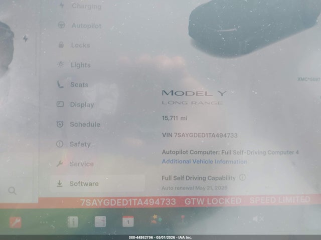 2026 Tesla Model Y Premium Rear-wheel Drive/standard Rear-wheel Drive მანქანა იყიდება აუქციონზე, vin: 7SAYGDED1TA494733, აუქციონის ნომერი: 44982796