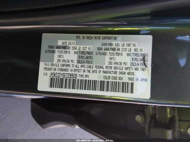 Продаж на аукціоні авто 2014 Mazda Cx-5 Grand Touring, vin: JM3KE2DY5E0336506, номер лоту: 44982798