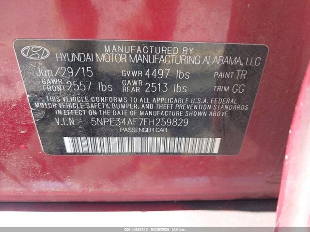 5NPE34AF7FH259829 Hyundai Sonata Sport