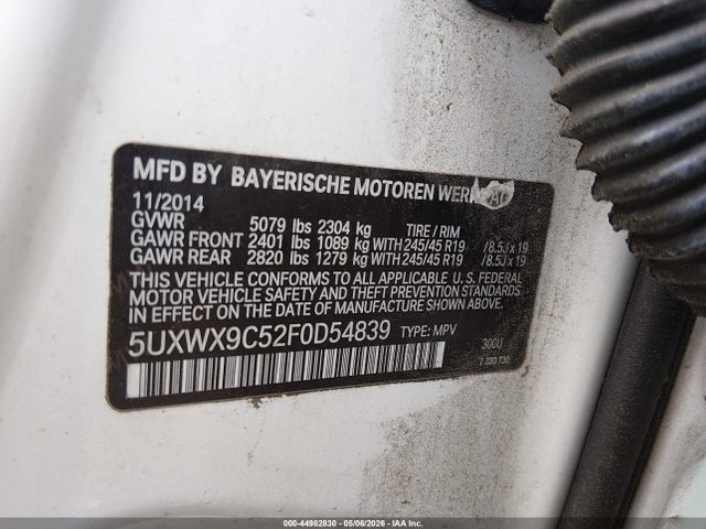 Aukcja sprzedaży 2015 Bmw X3 Xdrive28i, vin: 5UXWX9C52F0D54839, numer aukcji: 44982830