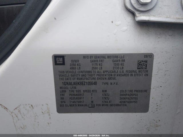 2014 Chevrolet Equinox Ls მანქანა იყიდება აუქციონზე, vin: 1GNALAEK8EZ105648, აუქციონის ნომერი: 44982850