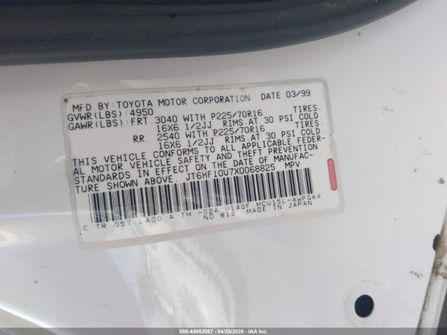 Aukcja sprzedaży 1999 Lexus Rx 300, vin: JT6HF10U7X0068825, numer aukcji: 44982867