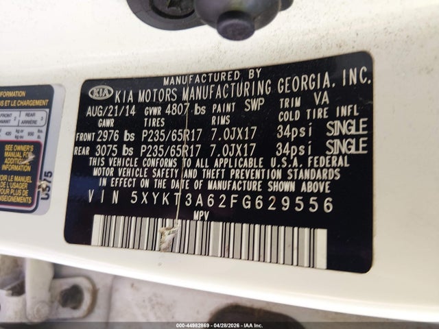5XYKT3A62FG629556 KIA SORENTO LX