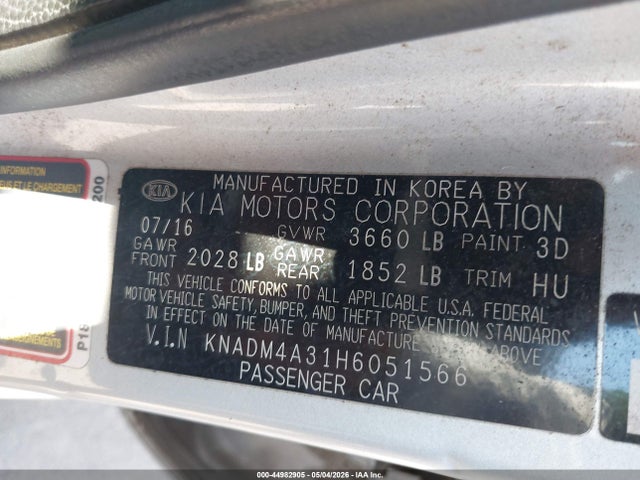 Продаж на аукціоні авто 2017 Kia Rio Lx, vin: KNADM4A31H6051566, номер лоту: 44982905