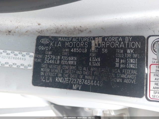 Продажа на аукционе авто 2008 Kia Sportage Ex V6, vin: KNDJE723787484449, номер лота: 44982928