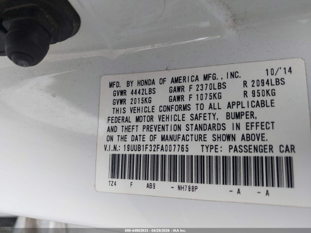 Aukcja sprzedaży 2015 Acura Tlx, vin: 19UUB1F32FA007765, numer aukcji: 44982933