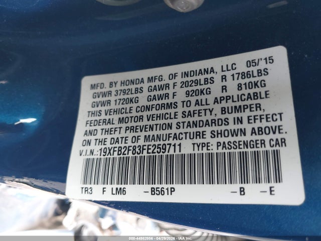 19XFB2F83FE259711 Honda CIVIC EX