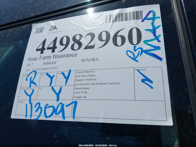 3N1AB7AP6HY203952 Nissan SENTRA SV