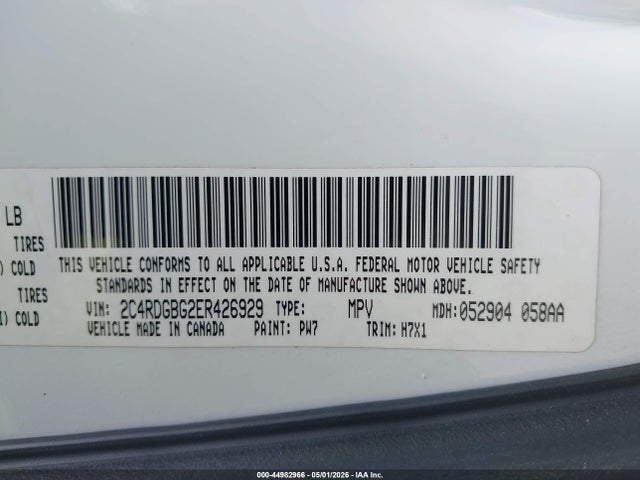 2014 Dodge Grand Caravan Se მანქანა იყიდება აუქციონზე, vin: 2C4RDGBG2ER426929, აუქციონის ნომერი: 44982966
