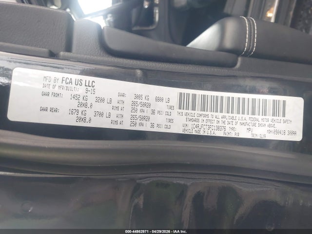 44982971 :رقم المزاد ، 1C4RJFCT3FC138376 vin ، 2015 Jeep Grand Cherokee Overland مزاد بيع