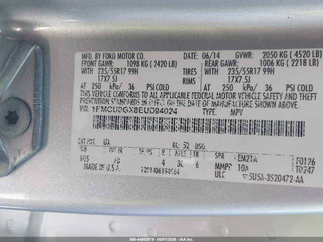 1FMCU0GX8EUD94024 Ford ESCAPE SE