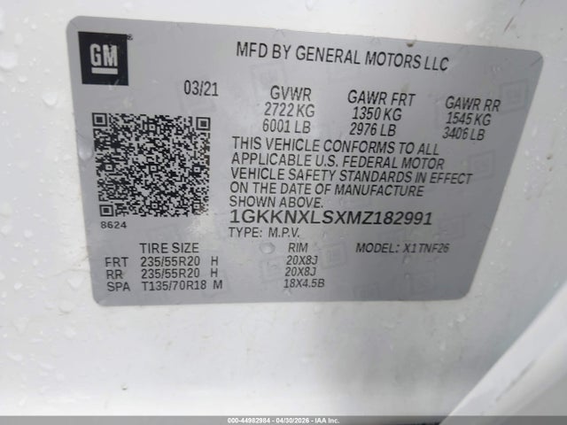 44982984 :رقم المزاد ، 1GKKNXLSXMZ182991 vin ، 2021 Gmc Acadia Awd Denali مزاد بيع