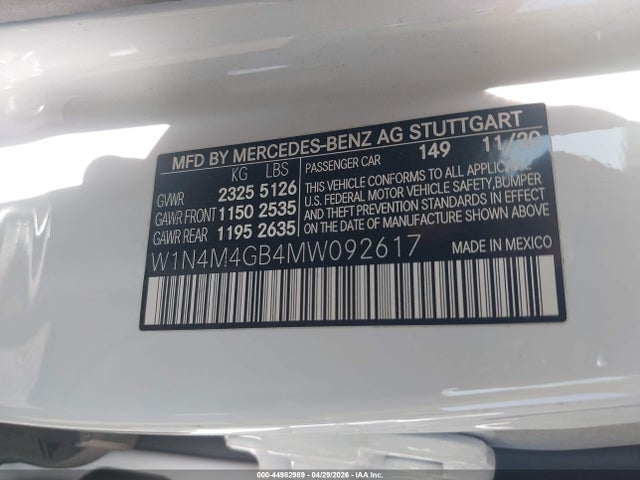 Auction sale of the 2021 Mercedes-benz Glb 250, vin: W1N4M4GB4MW092617, lot number: 44982989