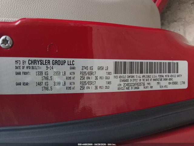Продаж на аукціоні авто 2015 Dodge Grand Caravan Sxt, vin: 2C4RDGCGXFR535736, номер лоту: 44982999
