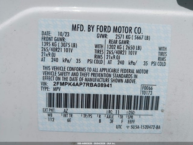Aukcja sprzedaży 2024 Ford Edge St, vin: 2FMPK4AP7RBA08941, numer aukcji: 44983026