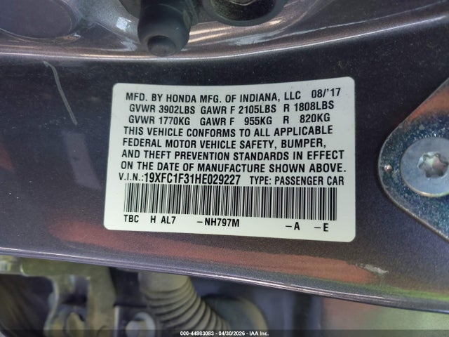19XFC1F31HE029227 Honda Civic Ex-t