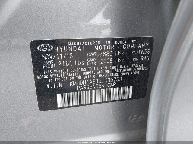 Aukcja sprzedaży 2014 Hyundai Elantra Se, vin: KMHDH4AE3EU035753, numer aukcji: 44983105