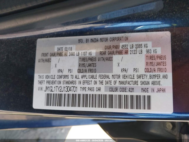 JM1GL1TY2J1304701 Mazda Mazda6 Grand Touring