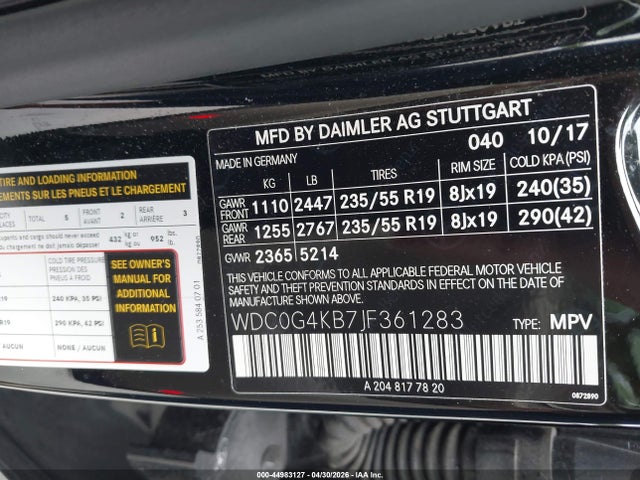 Aukcja sprzedaży 2018 Mercedes-benz Glc 300 4matic, vin: WDC0G4KB7JF361283, numer aukcji: 44983127