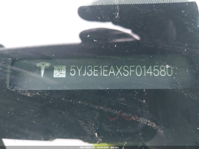 2025 Tesla Model 3 მანქანა იყიდება აუქციონზე, vin: 5YJ3E1EAXSF014580, აუქციონის ნომერი: 44983138