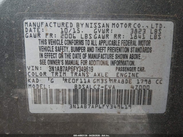 3N1AB7AP6FY349619 Nissan SENTRA S