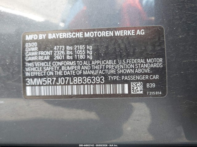 3MW5R7J07L8B36393 BMW 330i Xdrive