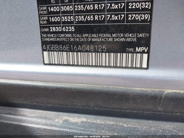 Продаж на аукціоні авто 2006 Mercedes-benz Ml 350 4matic, vin: 4JGBB86E16A048125, номер лоту: 44983168
